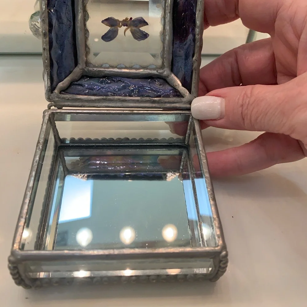 Handmade Iridescent Stained Glass Jewelry Box